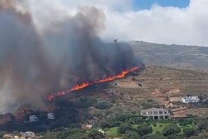 Andros Wildfire: Help Arrives from Mainland; High Risk on Sun.