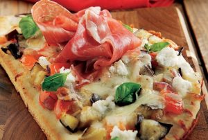 ROTD: Eggplant, Prosciutto and Basil Pizza