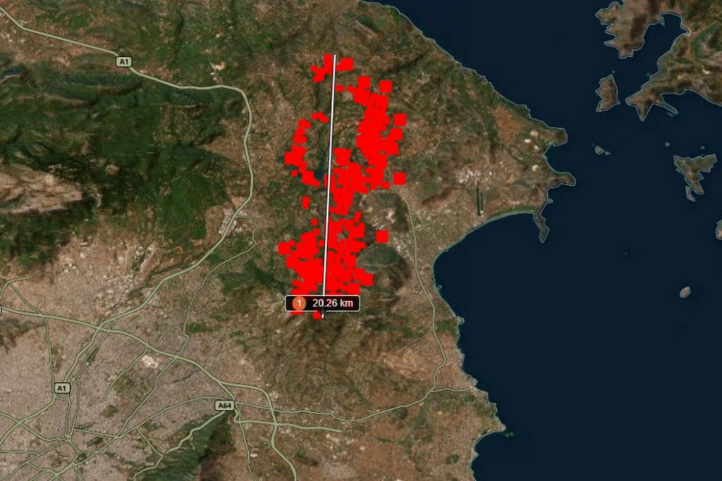 Copernicus - Posts photo of devastation caused by Attica fires