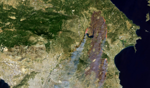 EU Copernicus Posts Satellite Pic of Athens Fires on ‘X’