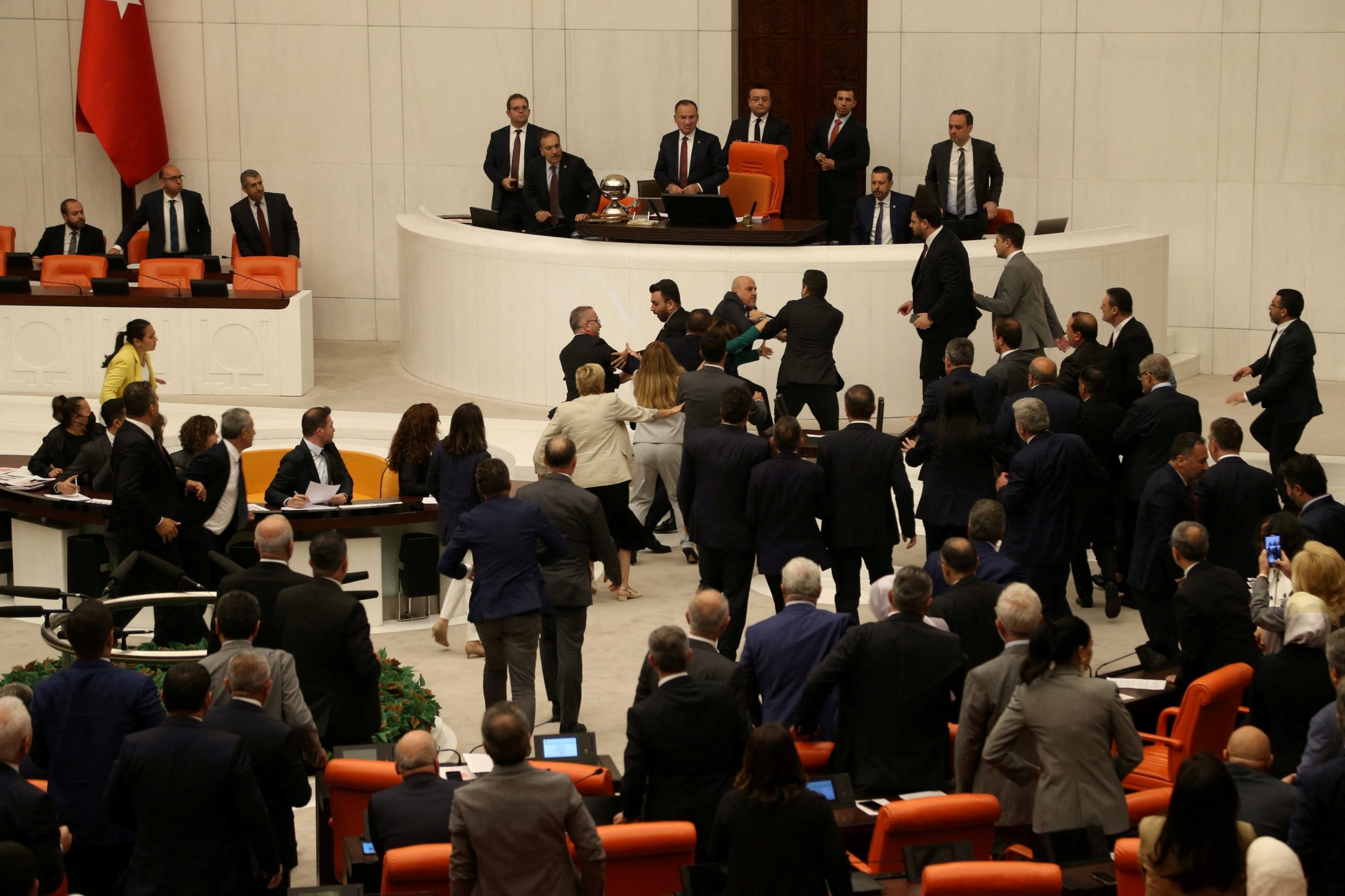 Melee in Turkish Assembly as Fists Fly