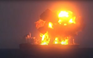 Video of Greek-flagged Oil Tanker Bursting into Flames in Yemen After Houthi Attack